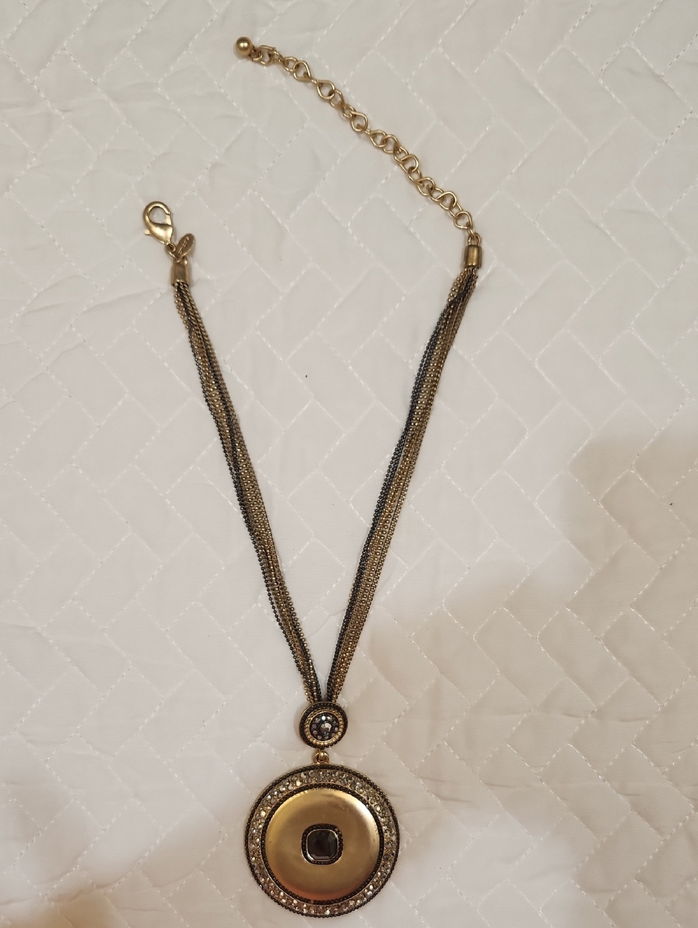 Chico's Gold and Gunmetal Layered Pendant Necklace